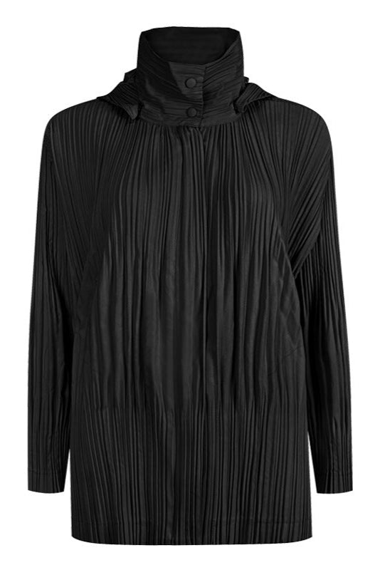 PLEATS PLEASE ISSEY MIYAKE Style Short Pleated Trench Coat – Detachable Hood