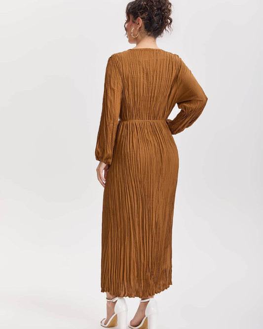 Pleats Please By Issey Miyake Pleated Long Dress