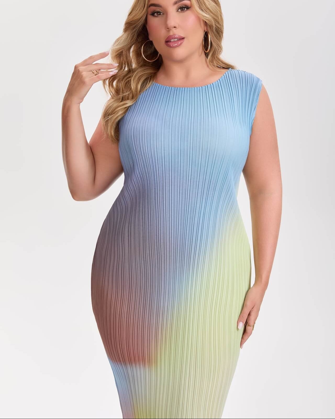 PLEATS PLEASE BY ISSEY MIYAKE Pleated Ombre Midi Dress | Sleeveless, Stretchy & Inclusive Fit