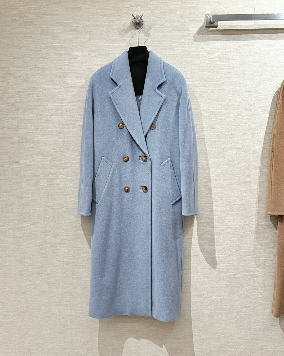 Max Mara Style Women’s Double-Faced 100% Wool & Cashmere Double-Breasted Coat-LIGHT BLUE