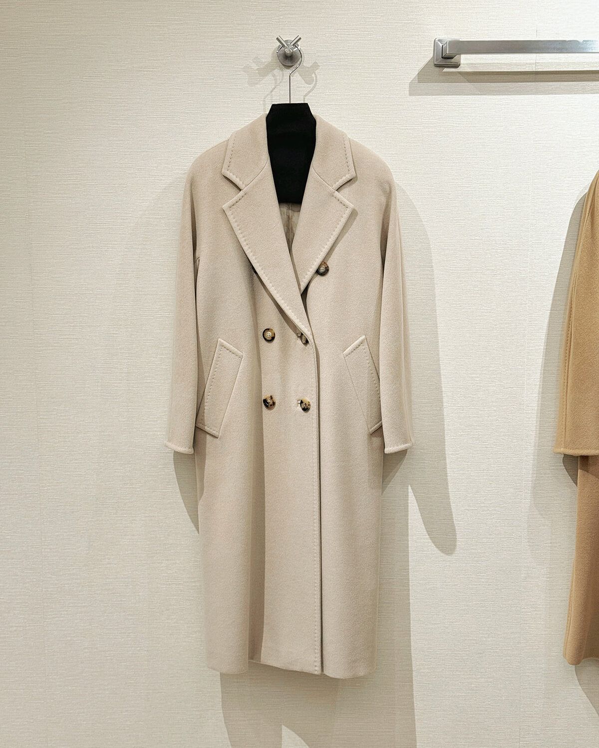 Max Mara Style Women’s Double-Faced 100% Wool & Cashmere Double-Breasted Coat-MILK TEA