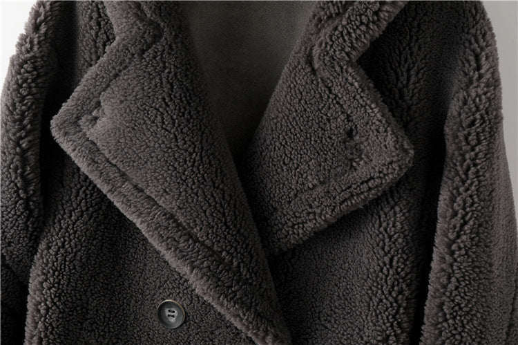 Max Mara Style Teddy Bear Icon 100% Wool&Cashmere Coat–Gray with Hood