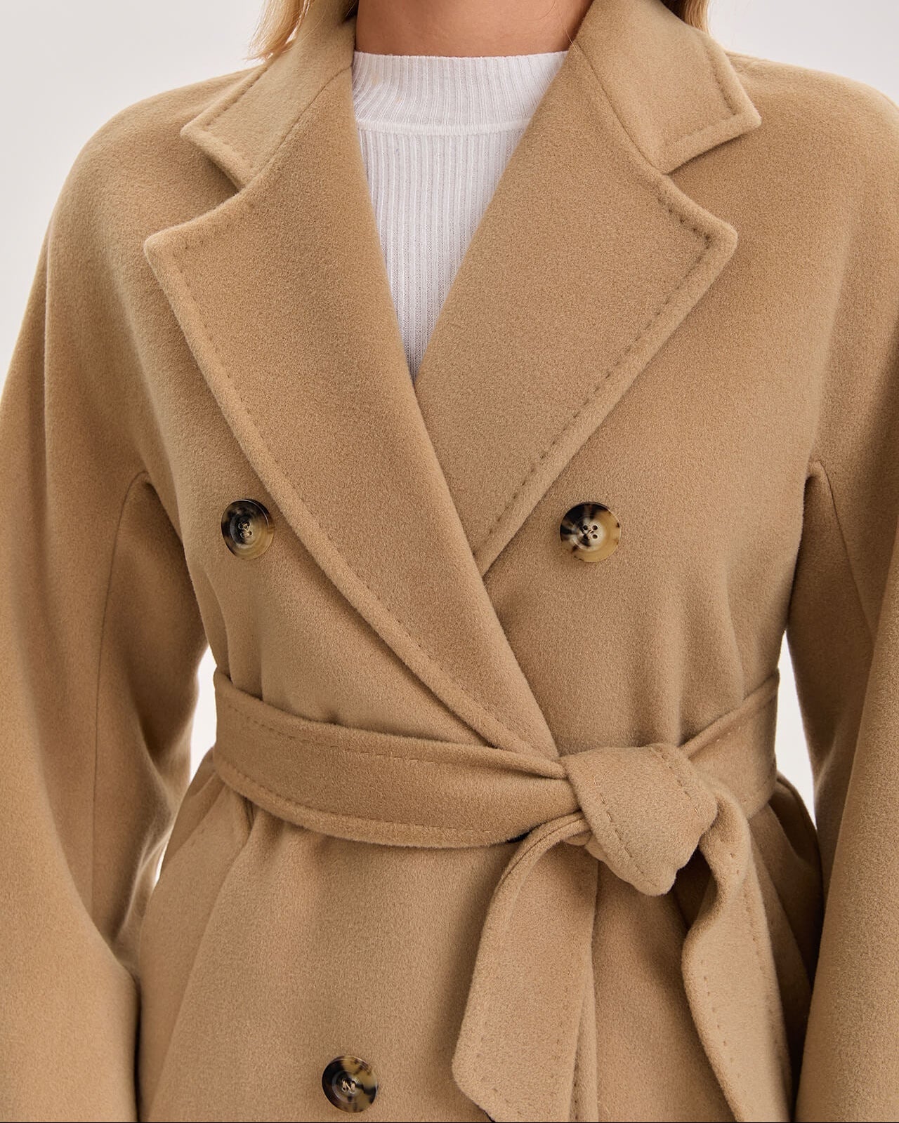 Max Mara Style Women’s Double-Faced 100% Wool & Cashmere Double-Breasted Coat- CAMEL