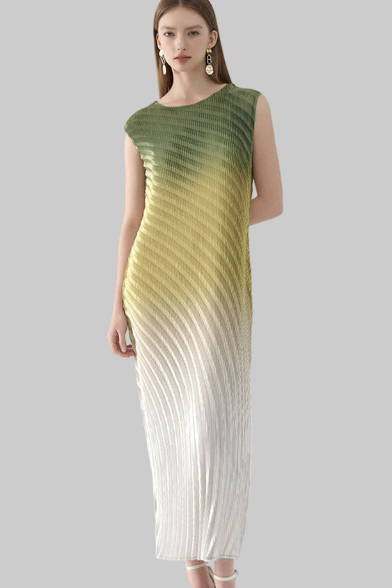 PLEATS PLEASE ISSEY MIYAKE Style Fish Scale Gradient Pleated Sleeveless Dress