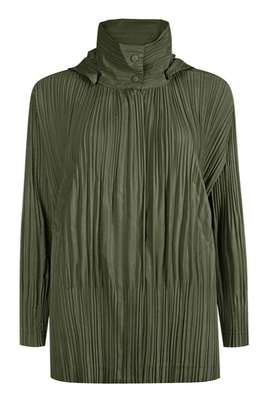 PLEATS PLEASE ISSEY MIYAKE Style Short Pleated Trench Coat – Detachable Hood
