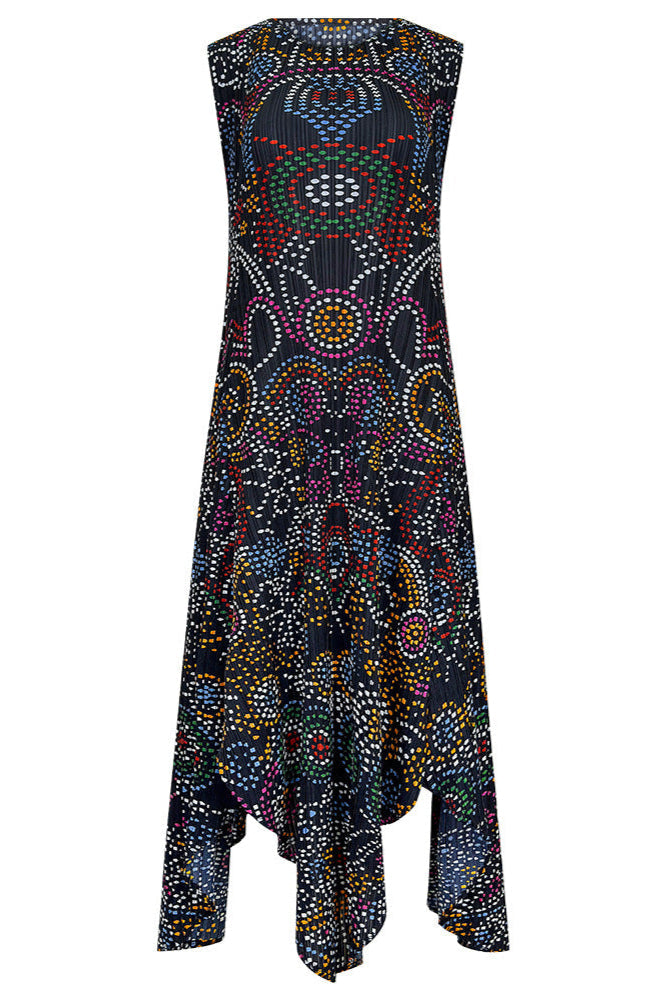 PLEATS PLEASE ISSEY MIYAKE Style Boho Polka Dot Irregular Print Dress
