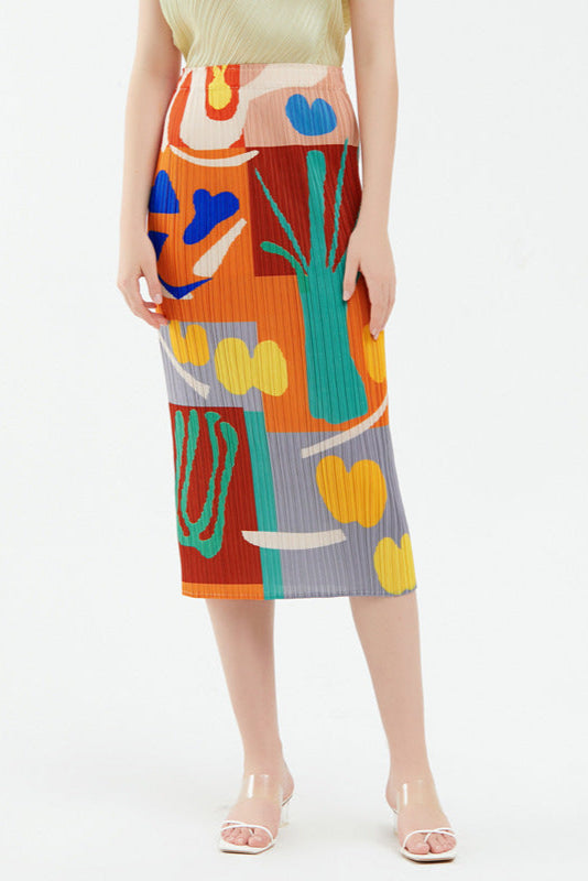 PLEATS PLEASE ISSEY MIYAKE Style Printed Pleated A-Line Skirt – Mid-Length