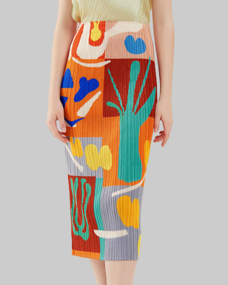 PLEATS PLEASE ISSEY MIYAKE Style Printed Pleated A-Line Skirt – Mid-Length