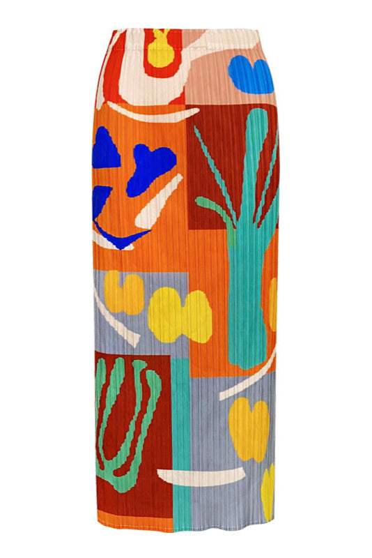 PLEATS PLEASE ISSEY MIYAKE Style Printed Pleated A-Line Skirt – Mid-Length