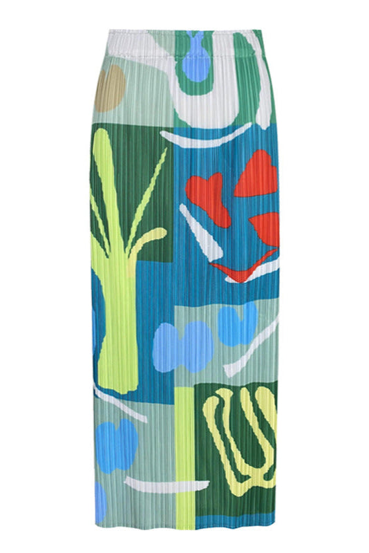 PLEATS PLEASE ISSEY MIYAKE Style Printed Pleated A-Line Skirt – Mid-Length