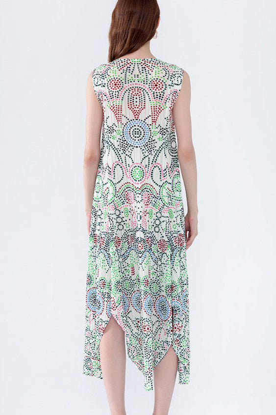 PLEATS PLEASE ISSEY MIYAKE Style Boho Polka Dot Irregular Print Dress