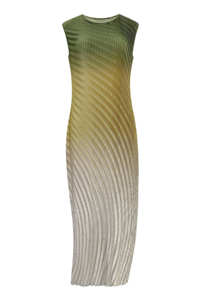 PLEATS PLEASE ISSEY MIYAKE Style Fish Scale Gradient Pleated Sleeveless Dress