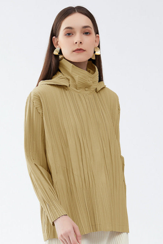 PLEATS PLEASE ISSEY MIYAKE Style Short Pleated Trench Coat – Detachable Hood