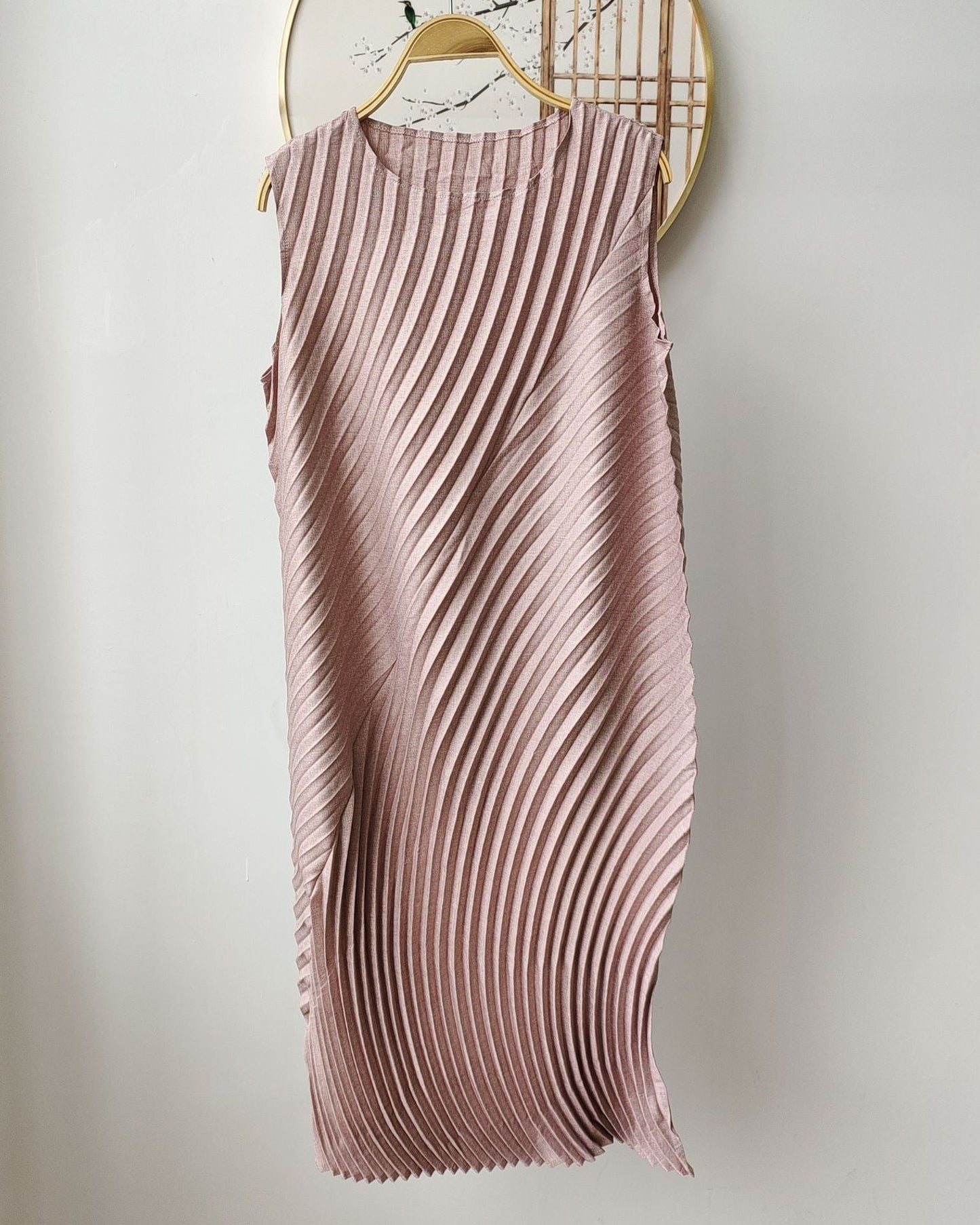 Hand-Pleated Cotton & Linen Relaxed Dress