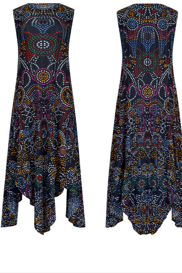 PLEATS PLEASE ISSEY MIYAKE Style Boho Polka Dot Irregular Print Dress