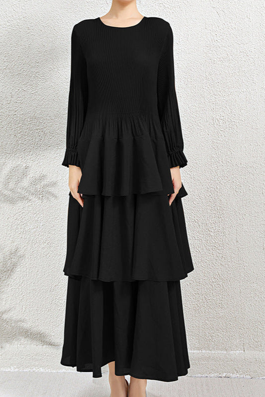 PLEATS PLEASE ISSEY MIYAKE Style Ruffled Long Sleeve Pleated Dress
