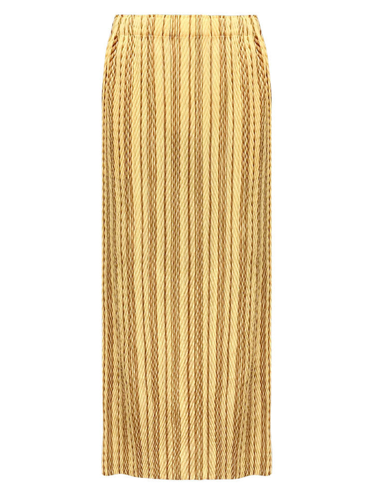 PLEATS PLEASE ISSEY MIYAKE Style Pleated Striped Top and Slim Skirt Set