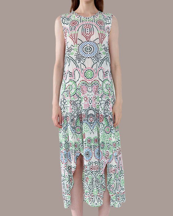 PLEATS PLEASE ISSEY MIYAKE Style Boho Polka Dot Irregular Print Dress