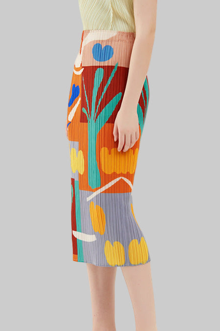 PLEATS PLEASE ISSEY MIYAKE Style Printed Pleated A-Line Skirt – Mid-Length