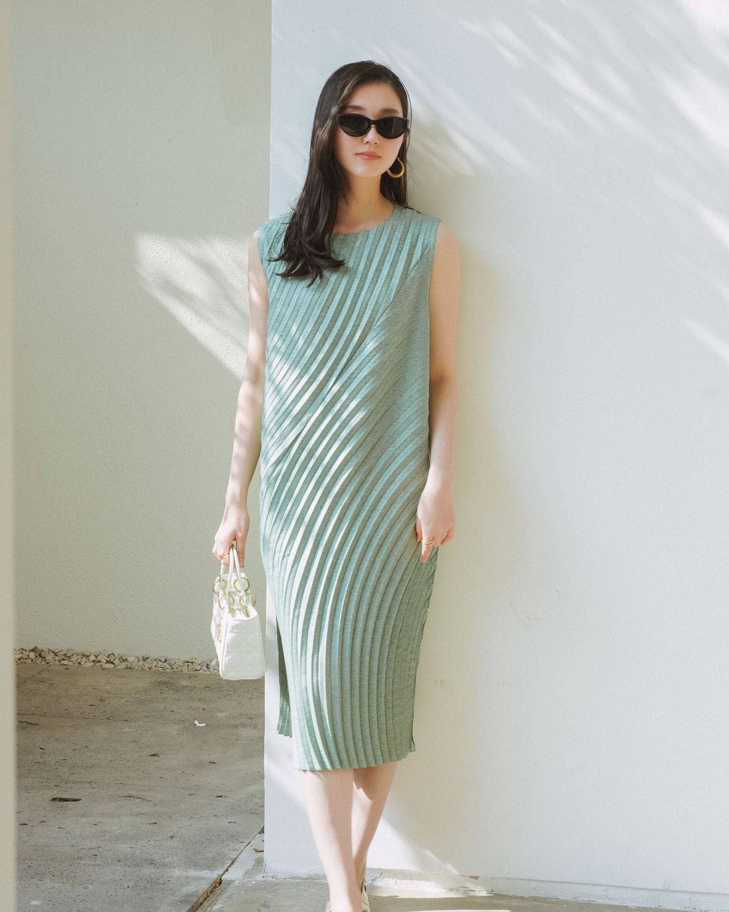 Hand-Pleated Cotton & Linen Relaxed Dress