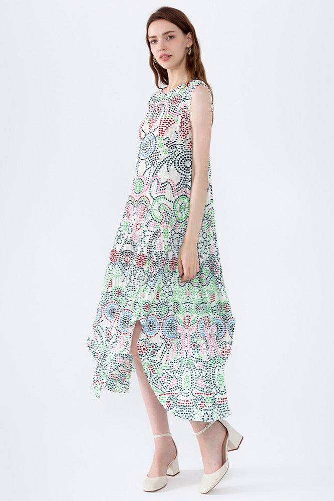 PLEATS PLEASE ISSEY MIYAKE Style Boho Polka Dot Irregular Print Dress