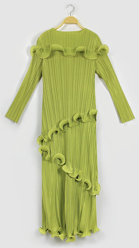 PLEATS PLEASE ISSEY MIYAKE Style Solid Color Long Sleeve Pleated Dress