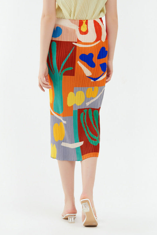 PLEATS PLEASE ISSEY MIYAKE Style Printed Pleated A-Line Skirt – Mid-Length