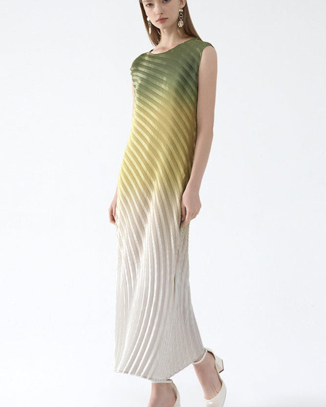 PLEATS PLEASE ISSEY MIYAKE Style Fish Scale Gradient Pleated Sleeveless Dress