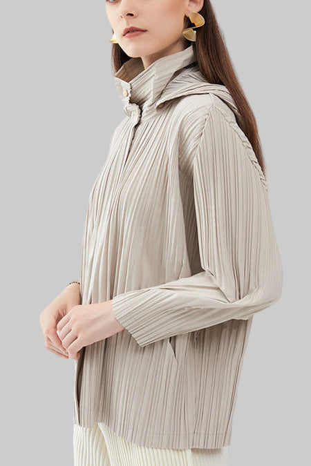 PLEATS PLEASE ISSEY MIYAKE Style Short Pleated Trench Coat – Detachable Hood