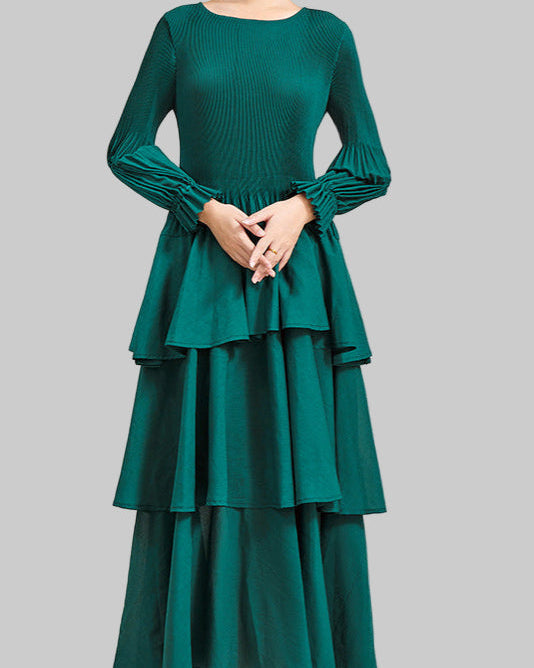 PLEATS PLEASE ISSEY MIYAKE Style Ruffled Long Sleeve Pleated Dress