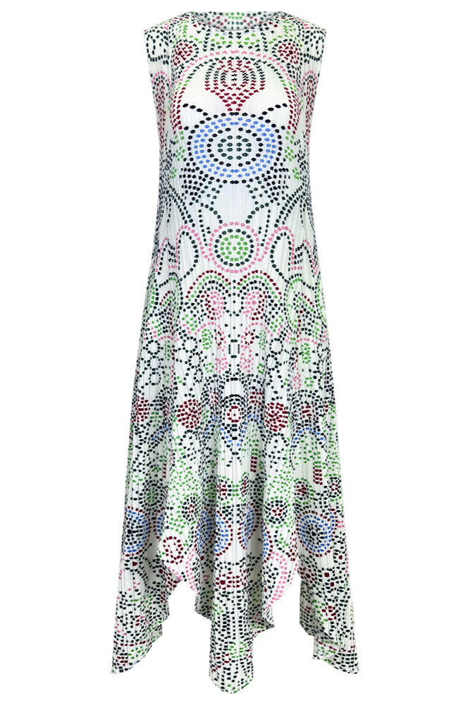 PLEATS PLEASE ISSEY MIYAKE Style Boho Polka Dot Irregular Print Dress