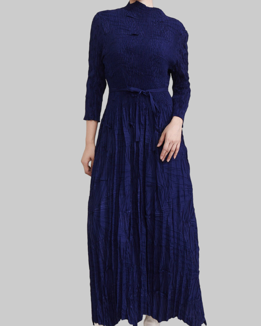 PLEATS PLEASE ISSEY MIYAKE Style Irregular Lace-Up Pleated Maxi Dress