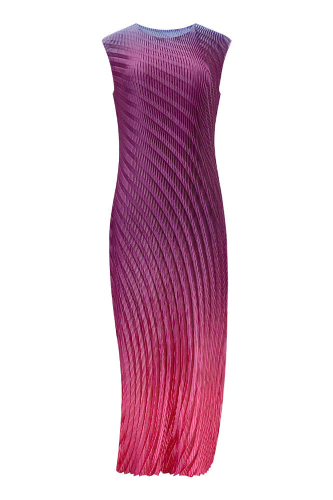 PLEATS PLEASE ISSEY MIYAKE Style Fish Scale Gradient Pleated Sleeveless Dress