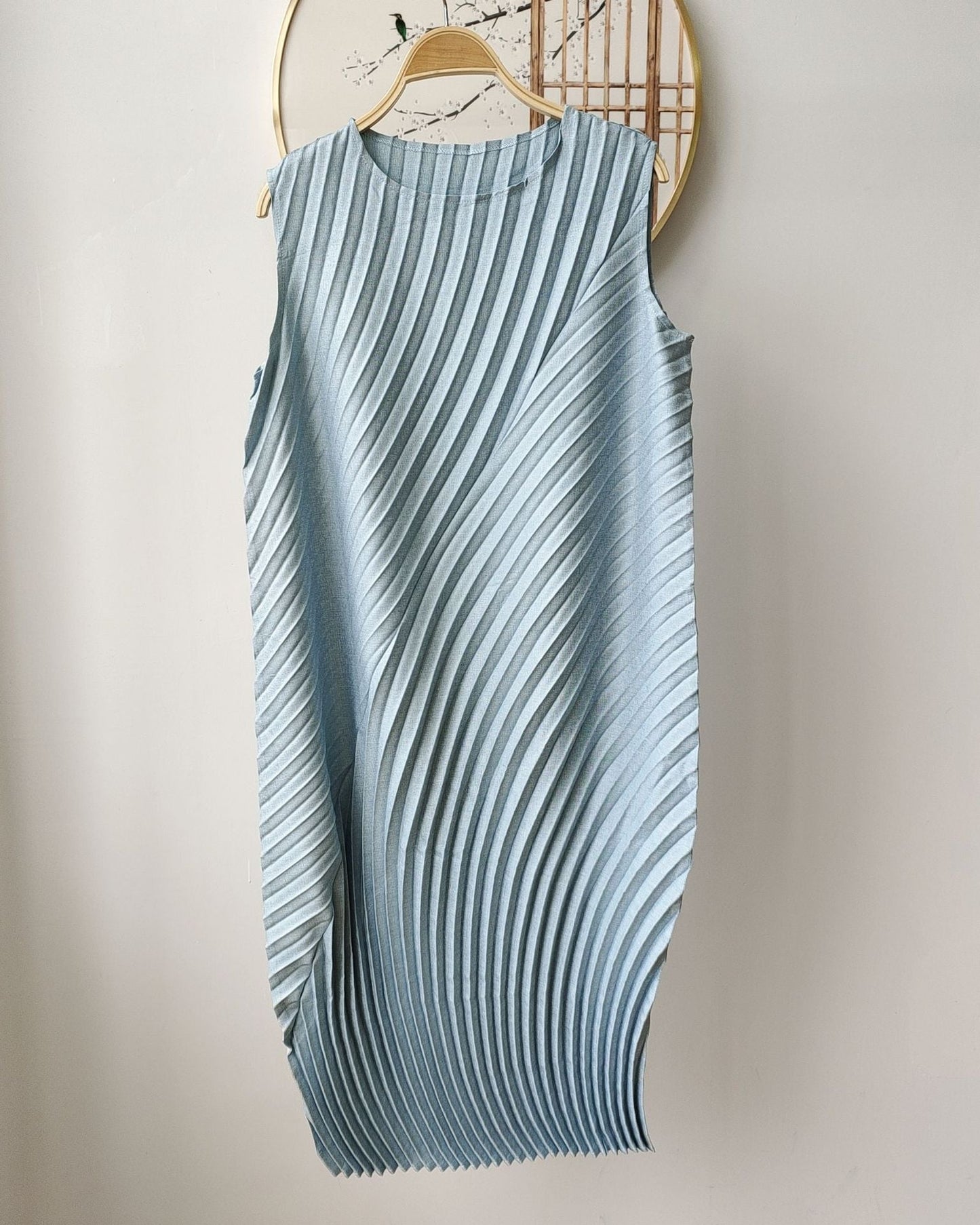 Hand-Pleated Cotton & Linen Relaxed Dress