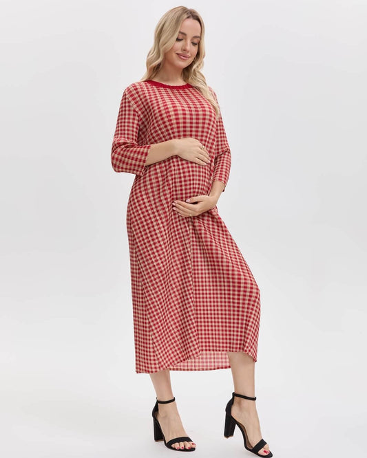 Pleats Please By Issey Miyake Pleated Gingham Midi Dress With Pockets