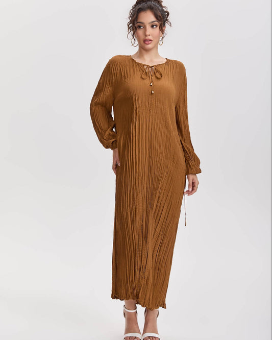 Pleats Please By Issey Miyake Pleated Long Dress