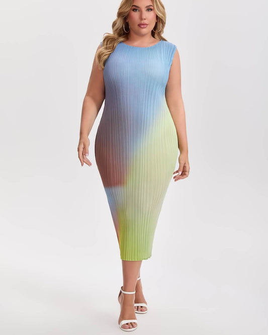 PLEATS PLEASE BY ISSEY MIYAKE Pleated Ombre Midi Dress | Sleeveless, Stretchy & Inclusive Fit