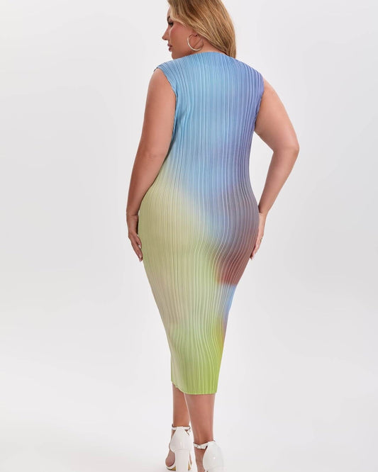 PLEATS PLEASE BY ISSEY MIYAKE Pleated Ombre Midi Dress | Sleeveless, Stretchy & Inclusive Fit