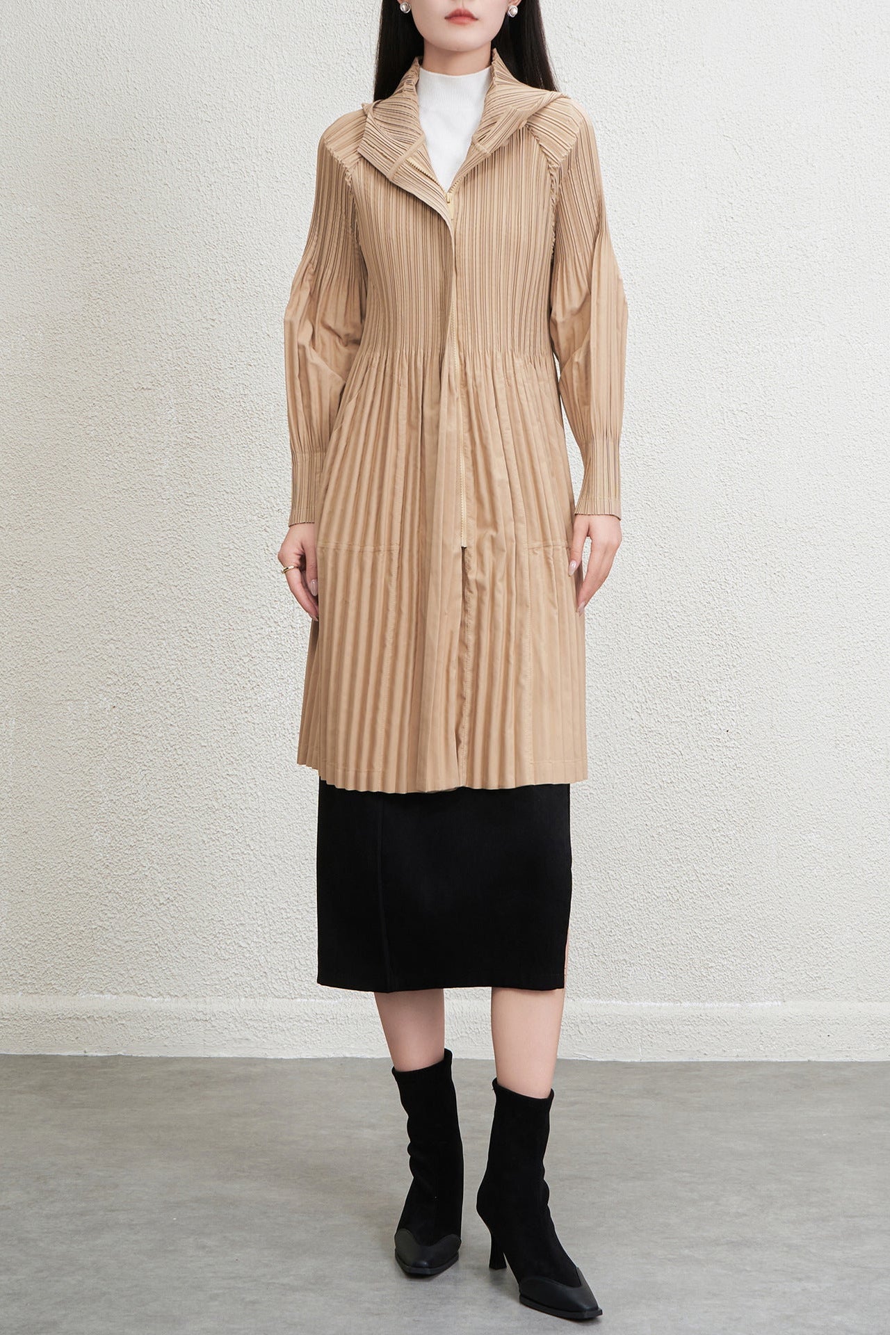 PLEATS PLEASE ISSEY MIYAKE Style Hooded Coat for Women – Lightweight & Breathable