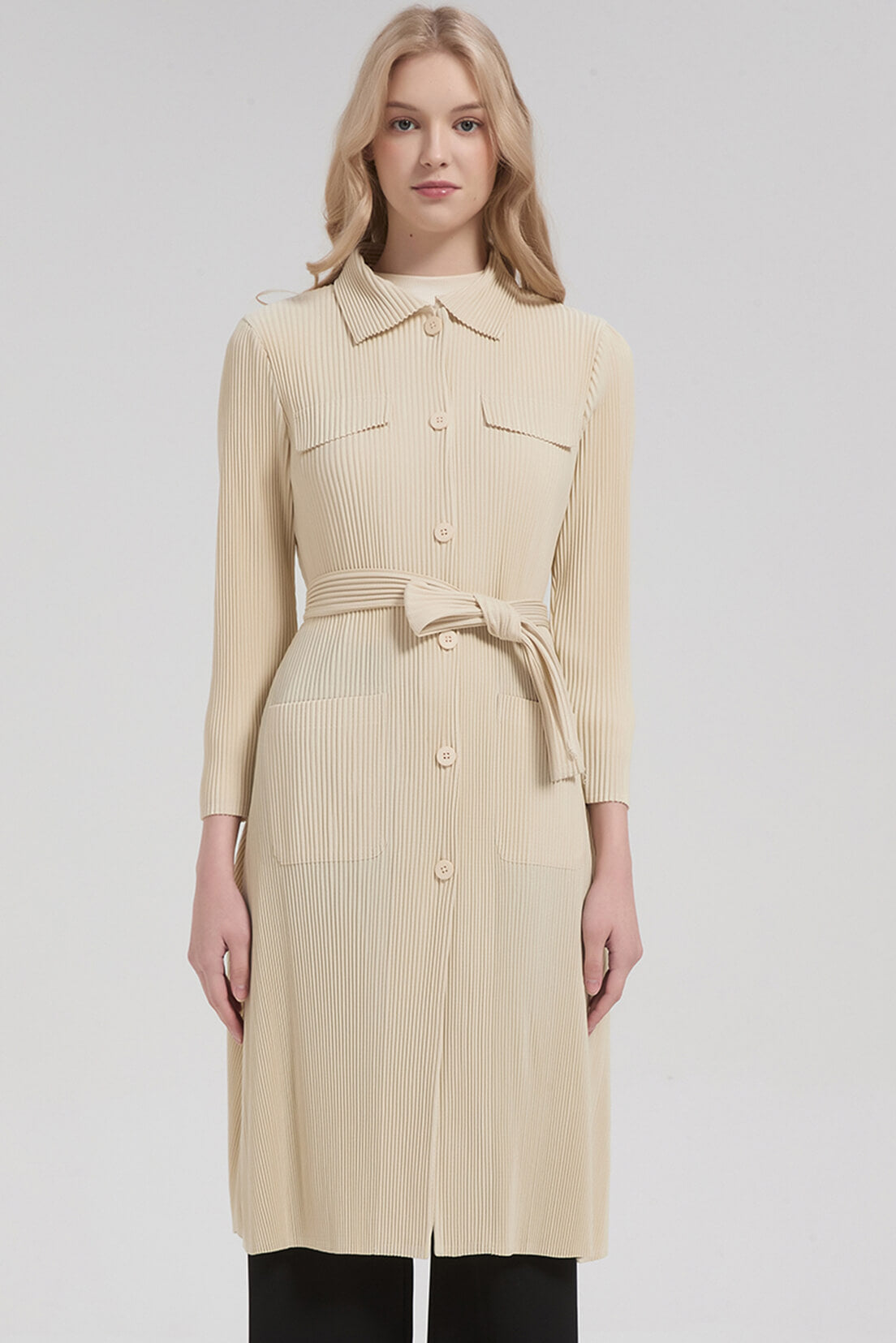 PLEATS PLEASE ISSEY MIYAKE Style Casual Stretch Trench Coat – Mid-Length