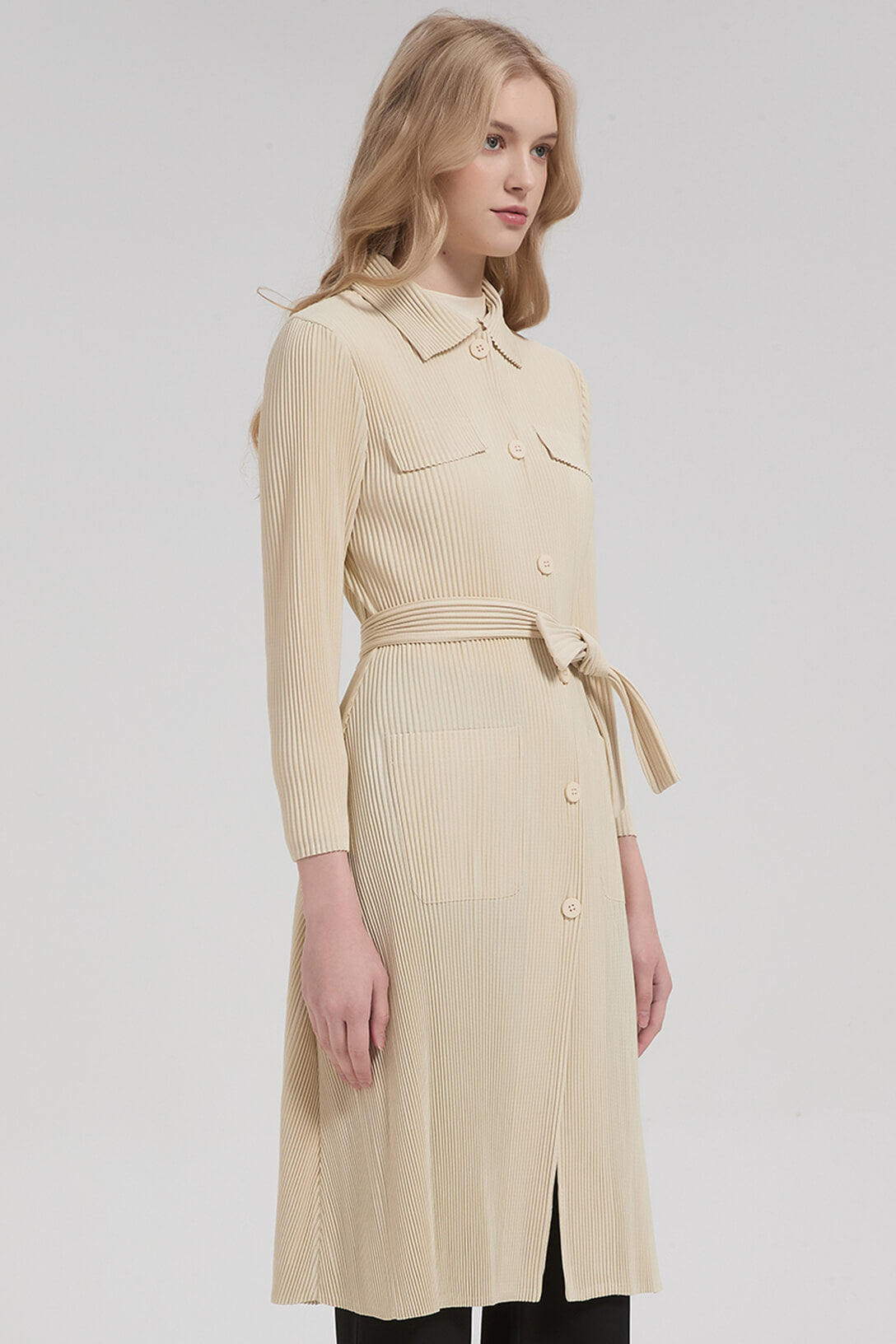 PLEATS PLEASE ISSEY MIYAKE Style Casual Stretch Trench Coat – Mid-Length