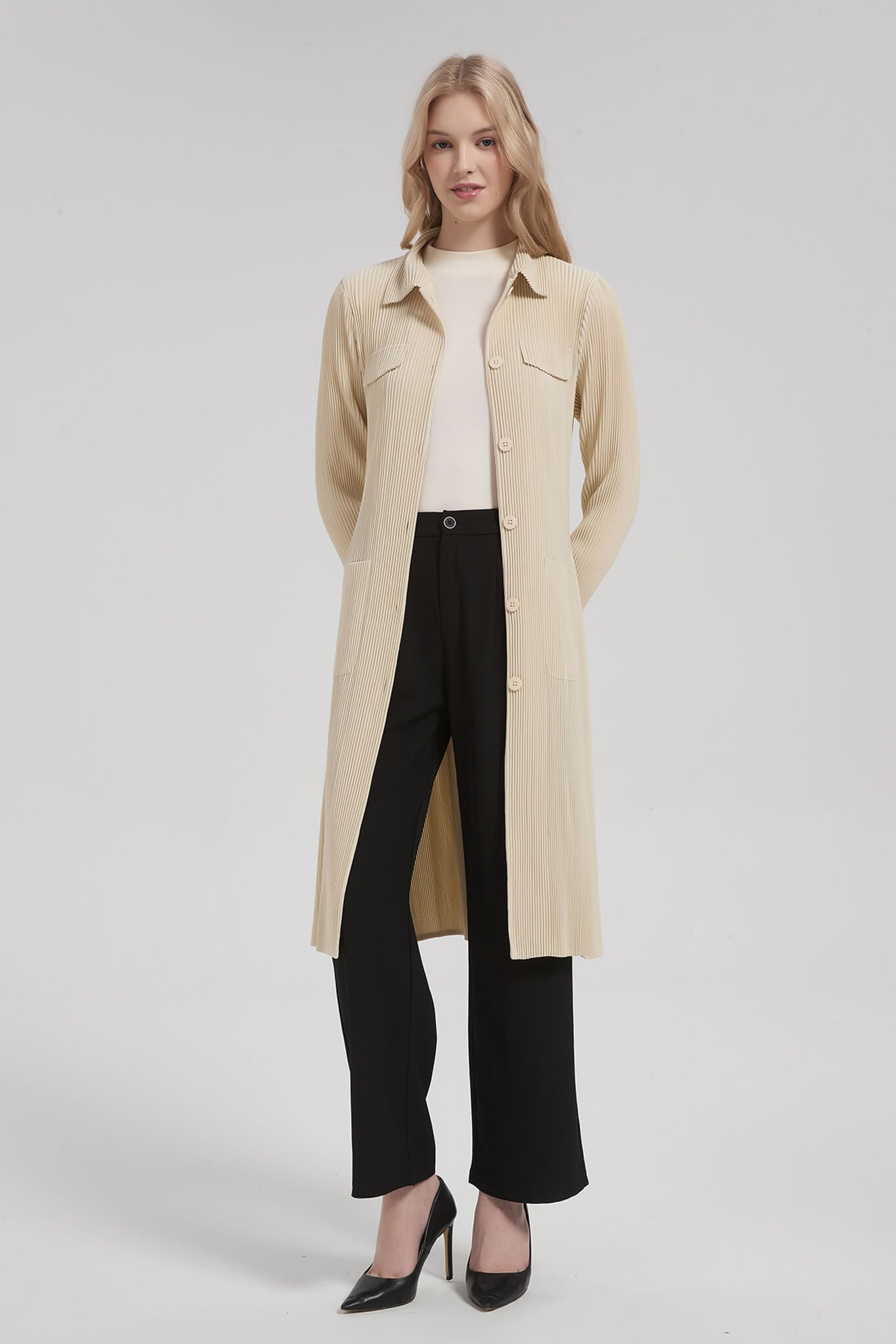 PLEATS PLEASE ISSEY MIYAKE Style Casual Stretch Trench Coat – Mid-Length