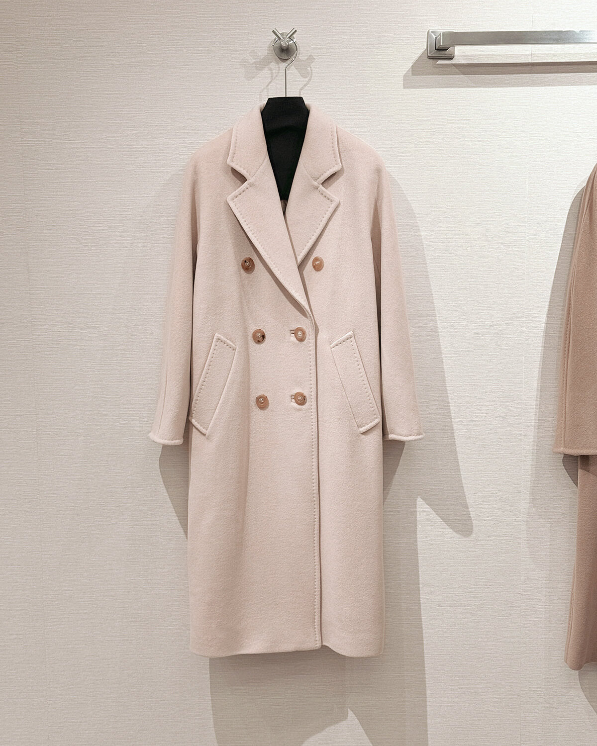 Max Mara Style Women’s Double-Faced 100% Wool & Cashmere Double-Breasted Coat- MISTY ROSE COLOR