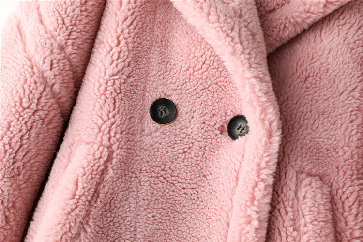 Max Mara Style Teddy Bear Icon 100% Wool&Cashmere Coat–Cherry Blossom Pink with Hood