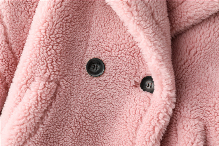 Max Mara Style Teddy Bear Icon 100% Wool&Cashmere Coat–Cherry Blossom Pink with Hood