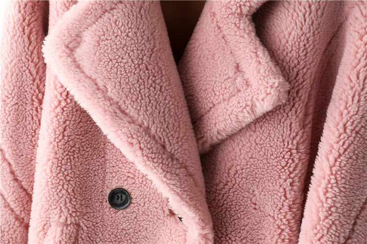 Max Mara Style Teddy Bear Icon 100% Wool&Cashmere Coat–Cherry Blossom Pink with Hood