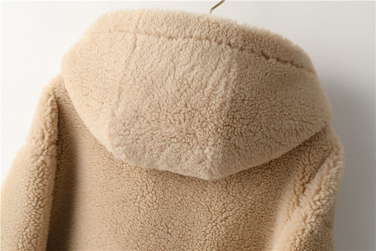 Max Mara Style Teddy Bear Icon 100% Wool&Cashmere Coat–Apricot with Hood