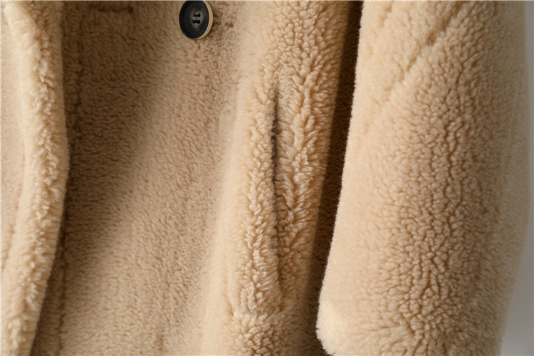Max Mara Style Teddy Bear Icon 100% Wool&Cashmere Coat–Apricot with Hood