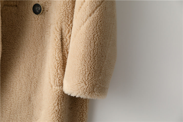 Max Mara Style Teddy Bear Icon 100% Wool&Cashmere Coat–Apricot with Hood