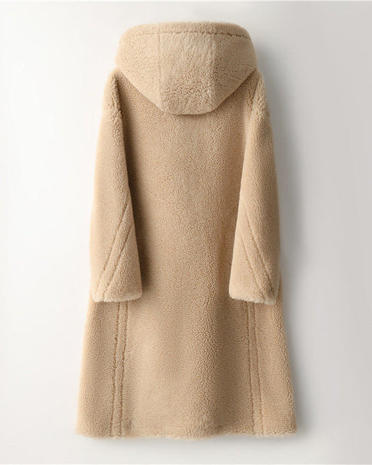 Max Mara Style Teddy Bear Icon 100% Wool&Cashmere Coat–Apricot with Hood
